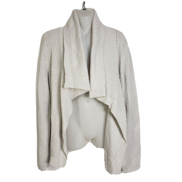 Christopher & Banks Womens Cardigan Sweater Small Cream Cascade Open Front Knit - Picture 1 of 12